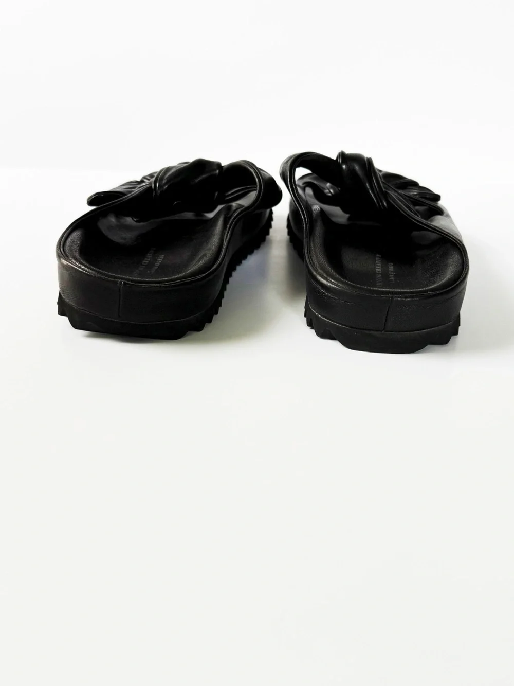 Officine Creative Pelagie Knotted Leather Slides in Black | 37